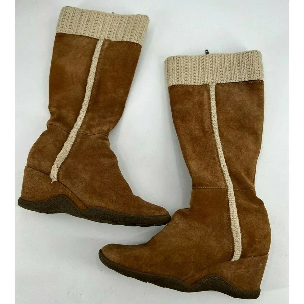 A.N.A A New Approach Women’s Size 7M Alomost Knee High Brown Suede Winter Boots